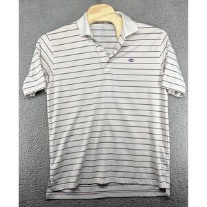 Turtleson Golf Performance Stretch Embroidered White Purple Striped Size Large L